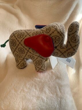 Tory Burch Beige Logo Elephant with Red Ears